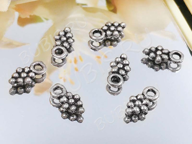 (СКИДКИ!!!) Подвеска Виноградик 05 двусторонняя 8,5*4,5*1,5мм античное серебро (литьё) (10шт.)