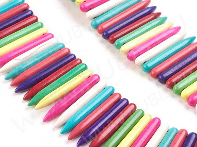 Бусина каменная Клык 24 Говлит синт. 34*5мм МИКС цветов (камни)(20шт)