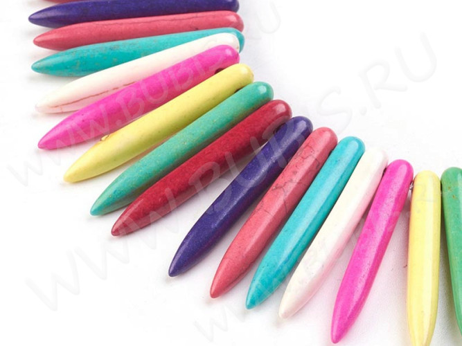 Бусина каменная Клык 24 Говлит синт. 34*5мм МИКС цветов (камни)(20шт)