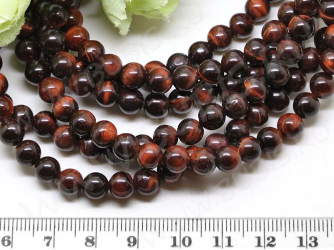 (ОПТ) Бусина округлая 4мм Бычий глаз (камни)(НИТЬ)