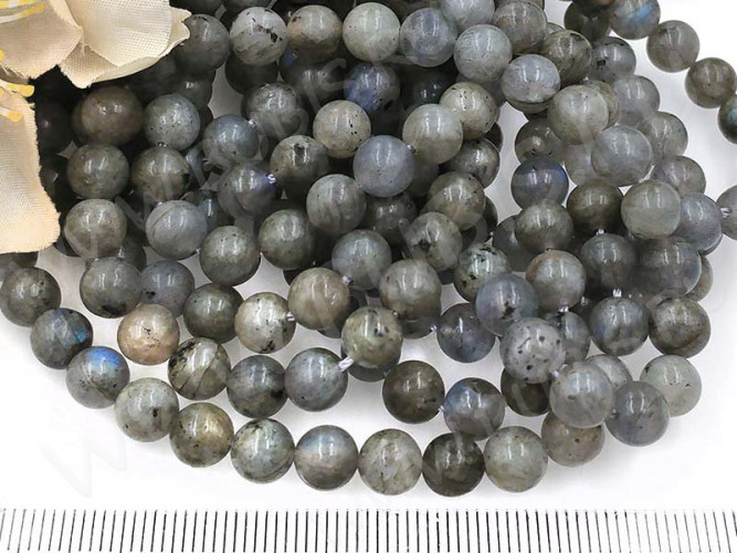 (ОПТ) Бусина округлая 4мм Лабрадорит натуральный (камни) (НИТЬ)