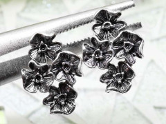 Пуссеты (&quot;гвоздики&quot;) №070 Цветочки 19*14,5*14мм античное серебро (литьё) (1 пара)