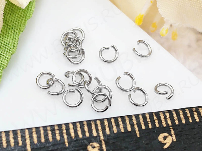 (СКИДКИ!!!) Колечки одинарные 3,5*0,7мм Ювелирная сталь цвет платины (Хирургическая сталь) (ок.200шт)