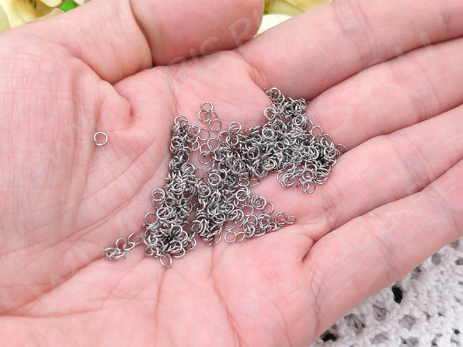 (СКИДКИ!!!) Колечки одинарные 3,5*0,7мм Ювелирная сталь цвет платины (Хирургическая сталь) (ок.200шт)