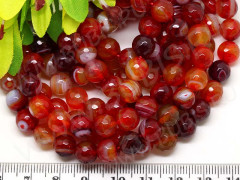 (ОПТ) Бусина округлая ГРАНЁНАЯ 8мм Агат Мадагаскарский т.рыже-бордовый (камни) (НИТЬ)
