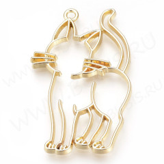 Подвеска Рамка 55 Кошка Кот 45*26*3мм золотистая (литьё)