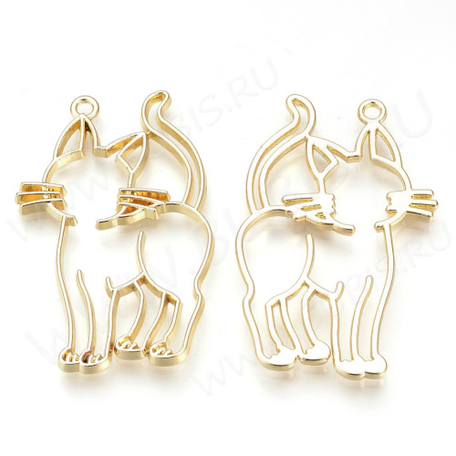 Подвеска Рамка 55 Кошка Кот 45*26*3мм золотистая (литьё)