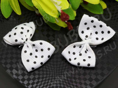 Декоративный элемент 058 Бантик в горошек 40*25*5мм белый (ткань) (декоративные элементы)