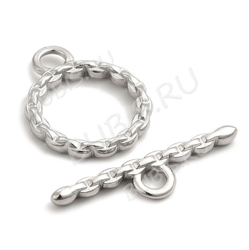 184 Тоггл округлый витой "цепочка" 18*13мм и 22*5мм цвет платины (Хирургическая сталь)