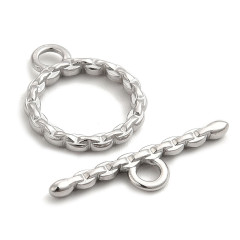 184 Тоггл округлый витой &quot;цепочка&quot; 18*13мм и 22*5мм цвет платины (Хирургическая сталь)