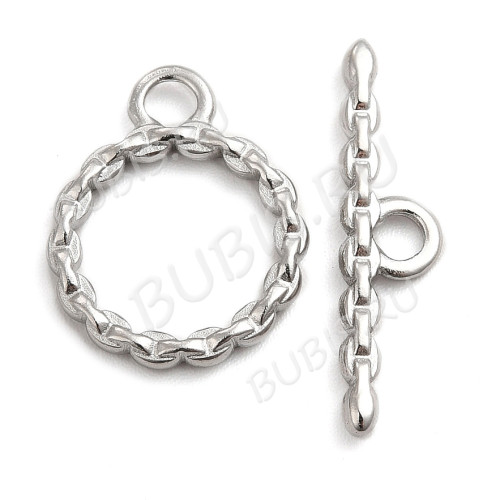 184 Тоггл округлый витой "цепочка" 18*13мм и 22*5мм цвет платины (Хирургическая сталь)