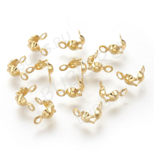 Зажимы №41-G Калотты укреплённые стальные 8*4мм золотистые (Хирургическая сталь) (20шт)