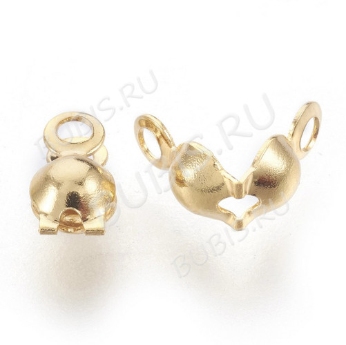 Зажимы №41-G Калотты укреплённые стальные 8*4мм золотистые (Хирургическая сталь) (20шт)