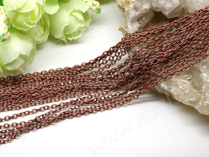 Цепочка I029 с простым плетением звено 3*2мм античная медь светлая (Iron) (50см)