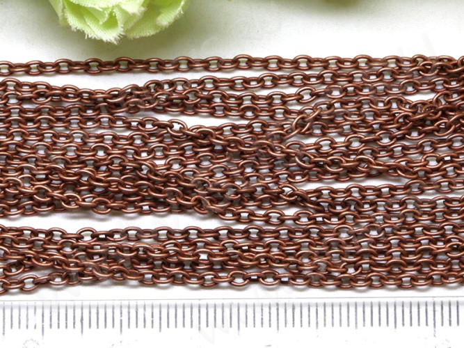 Цепочка I029 с простым плетением звено 3*2мм античная медь светлая (Iron) (50см)
