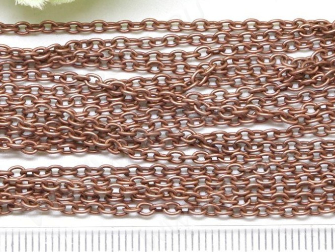 Цепочка I029 с простым плетением звено 3*2мм античная медь светлая (Iron) (50см)