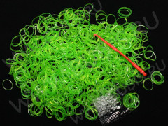 (РАСПРОДАЖА!!!) Набор для плетения браслетов 58 Loom Bands в пакете САЛАТОВЫХ прозрачных (Loom Bands) (600 резинок)