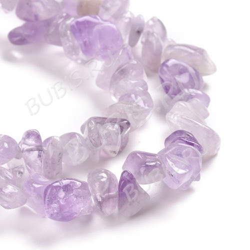 Крошка (галтовка) каменная 251 7-12мм Аметист лавандовый натуральный (камни) (нить прим.80см)