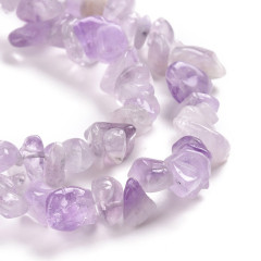 Крошка (галтовка) каменная 251 7-12мм Аметист лавандовый натуральный (камни) (нить прим.80см)