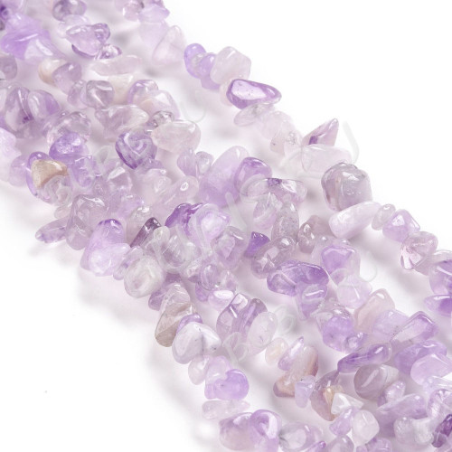 Крошка (галтовка) каменная 251 7-12мм Аметист лавандовый натуральный (камни) (нить прим.80см)