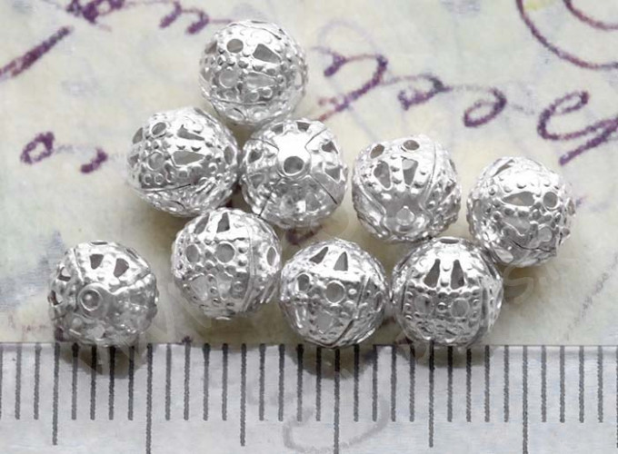 Бусина ажурная 01 "Шарик" 6мм серебристый (Iron) (20шт.)