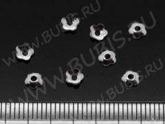 Шапочка тонкая 087 простая 19 Цветочек маленький 4*4*1,2мм цвет платины (Milano LUX) (Brass) (20шт.)