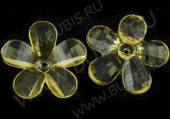 Бусина акрил Цветочек 52 гранёный 30*29*5,5мм жёлтый прозрачный (акрил)
