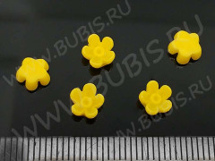 Кабошон декоративный 49 Цветочек 6*6*3,5мм жёлтый (резин) (5шт.)