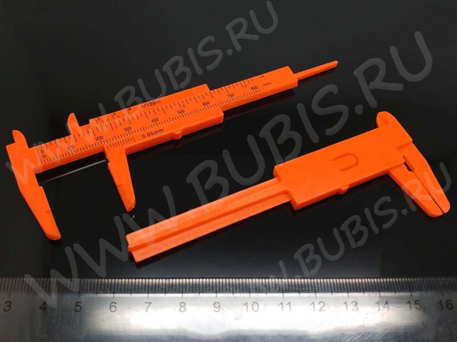 Линейка 03 Штангенциркуль мини 10,5*4,5*0,5см рыжий (пластик) (инструменты для бижутерии)