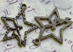 Подвеска Фея 04 на звезде 28,3*25,3*2мм античная бронза (литьё)