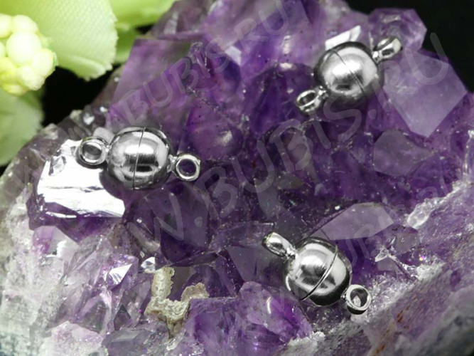 Магнитный замочек №07 с петельками овальный 11,5*6*6мм цвет платины (Brass)