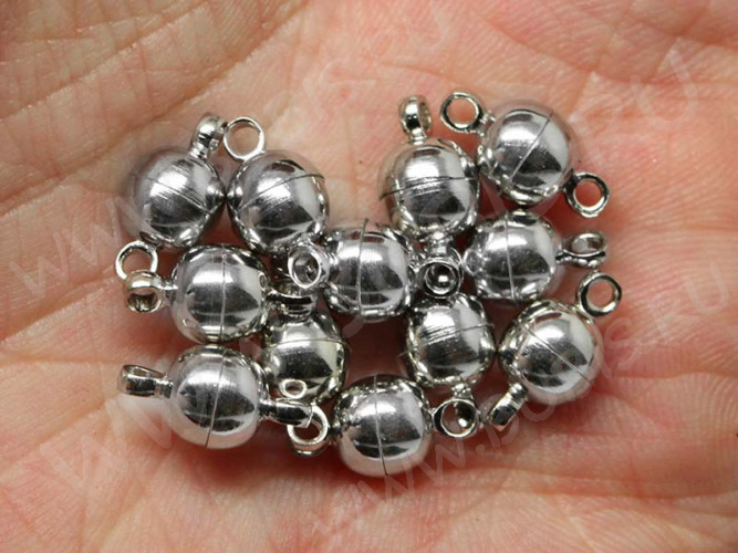 Магнитный замочек №07 с петельками овальный 11,5*6*6мм цвет платины (Brass)