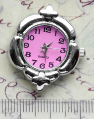 Заготовка для часов 051 27*25,5*7,4мм цвет платины+яр.розовый (часы)