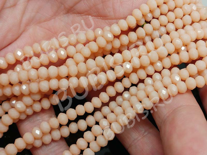 (СКИДКИ!!!) Бусина кристалл гранёный абакус 4,3*4*3,5мм кремовый непрозрачный (имитация Сваровски) (100шт.)