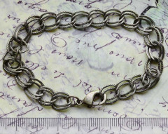 Основа (заготовка) для браслета №15 двойная цепочка с карабином 20см античная бронза (Iron+Brass)