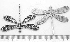 Подвеска Стрекоза 08 огромная 46,5*37*1,9мм античное серебро (литьё)