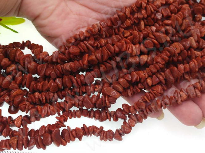 Крошка (галтовка) каменная 198 4-9мм Авантюрин золотистый имит. (камни) (нить 43-45см)