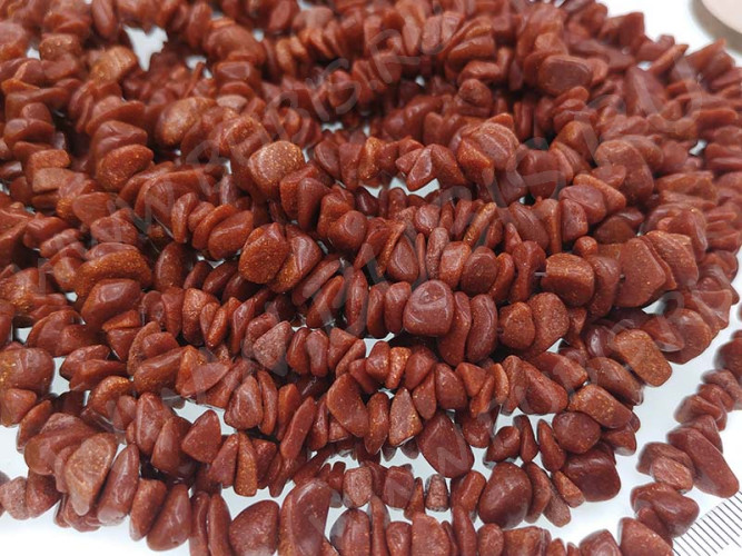 Крошка (галтовка) каменная 198 4-9мм Авантюрин золотистый имит. (камни) (нить 43-45см)