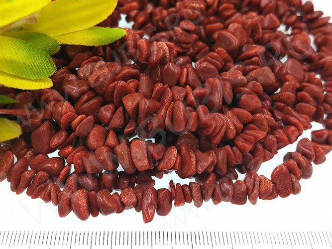 Крошка (галтовка) каменная 198 4-9мм Авантюрин золотистый имит. (камни) (нить 43-45см)