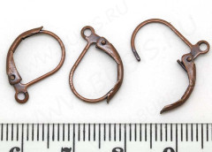 Швензы с французским замком №01 крабики 15*10*1,8мм античная медь (Brass) (1 пара)