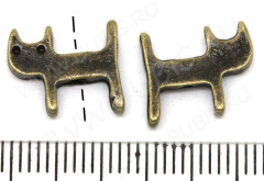 Бусина Кошка 01 12,5*10,5*2,3мм античная бронза (литьё)