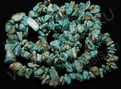 Крошка (галтовка) каменная 042 крупная 9-12мм Говлит голубо-бирюзовый (камни) (нить с замком прим.45см)