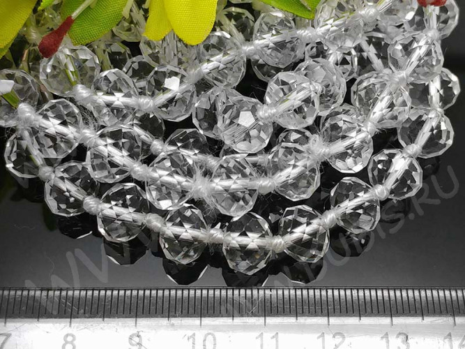 (ОПТ) Бусина кристалл Абакус гранёный 10*10*7,5мм чистый прозрачный (имитация Сваровски) (НИТЬ)