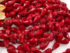 Бусина Капля гранёная 12*8*8мм т.красная непрозрачная (имитация Сваровски)