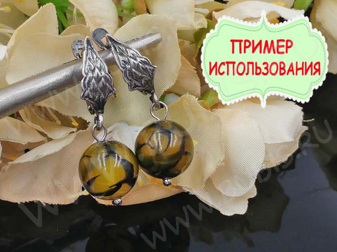 (ОПТ) Бусина округлая 10мм Агат "Вены Дракона" оливковый (камни) (НИТЬ)