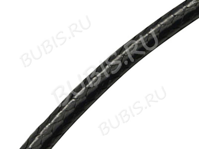 (ОПТ) Вощёный полиэстеровый шнур 02 "корейский" 1мм черный (80м)