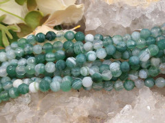 (ОПТ) Бусина округлая ГРАНЁНАЯ 4мм Агат Мадагаскарский св.зелёно-молочный (камни) (НИТЬ)