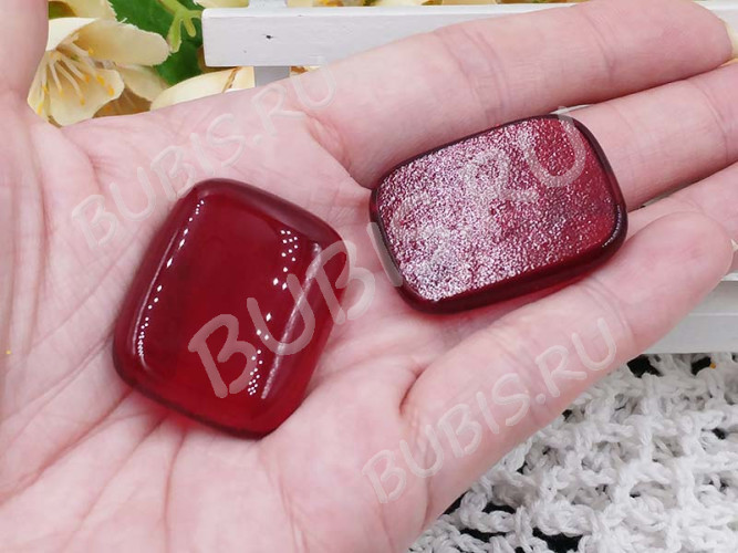 Кабошон Фьюзинг 207 Прямоугольный 34*27*8мм Ярко-красный прозрачный