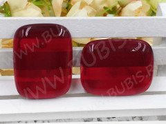 Кабошон Фьюзинг 207 Прямоугольный 34*27*8мм Ярко-красный прозрачный