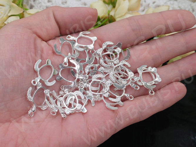 Подвеска Рамка 39 Морская черепашка 21*17,5*2мм серебристая (литьё)